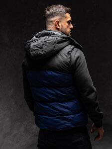 Men’s Quilted Gilet with hood Navy Blue Bolf 1189A1