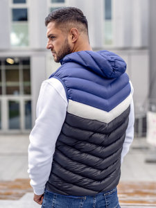 Men's Quilted Gilet with hood Navy Blue Bolf HDL88004A