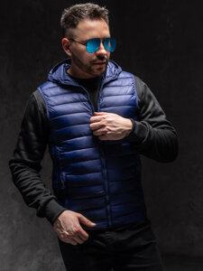 Men’s Quilted Gilet with hood Navy Blue Bolf LY36A1