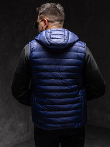 Men’s Quilted Gilet with hood Navy Blue Bolf LY36A1