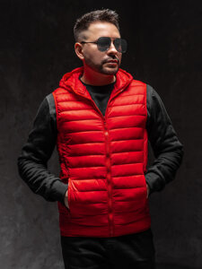 Men’s Quilted Gilet with hood Red Bolf LY36A1