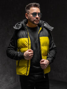 Men’s Quilted Gilet with hood Yellow Bolf 1189A1