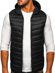 Men's Quilted Hooded Gilet Black Bolf 13072