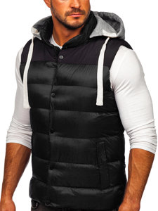 Men's Quilted Hooded Gilet Black Bolf 13078