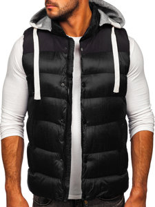 Men's Quilted Hooded Gilet Black Bolf 13078