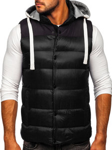 Men's Quilted Hooded Gilet Black Bolf 13078