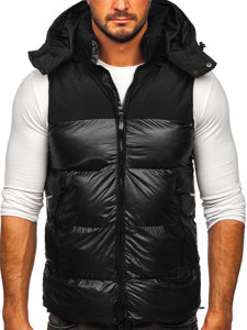 Men's Quilted Hooded Gilet Black Bolf 13079