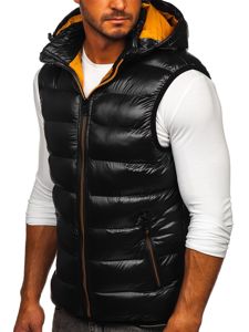 Men's Quilted Hooded Gilet Black Bolf 6506