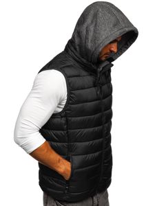 Men's Quilted Hooded Gilet Black Bolf B2901