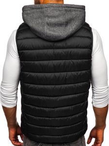 Men's Quilted Hooded Gilet Black Bolf B2901