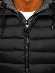 Men's Quilted Hooded Gilet Black Bolf B2901