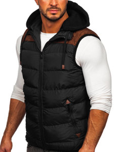 Men's Quilted Hooded Gilet Black Bolf B5382