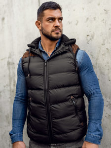 Men's Quilted Hooded Gilet Black Bolf B5382