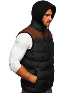 Men's Quilted Hooded Gilet Black Bolf B5382