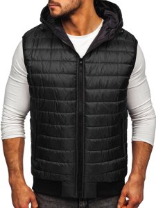 Men's Quilted Hooded Gilet Black Bolf MY88