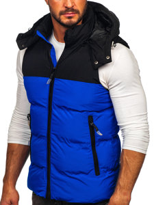 Men's Quilted Hooded Gilet Blue Bolf 1189