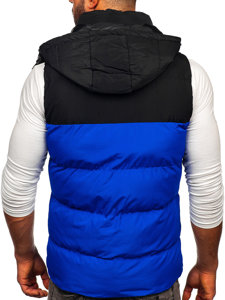 Men's Quilted Hooded Gilet Blue Bolf 1189