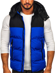 Men's Quilted Hooded Gilet Blue Bolf 1189