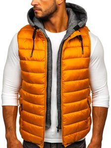 Men's Quilted Hooded Gilet Camel Bolf B2901