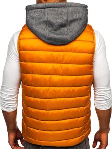 Men's Quilted Hooded Gilet Camel Bolf B2901