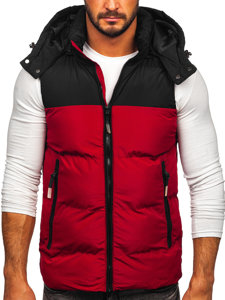 Men's Quilted Hooded Gilet Claret Bolf 1189