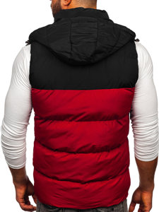 Men's Quilted Hooded Gilet Claret Bolf 1189