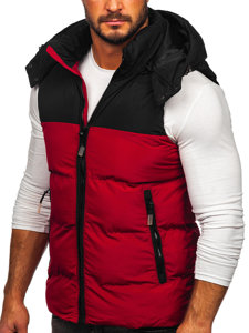 Men's Quilted Hooded Gilet Claret Bolf 1189