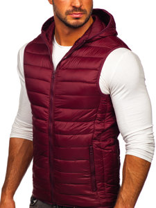 Men's Quilted Hooded Gilet Claret Bolf 13072