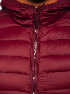 Men's Quilted Hooded Gilet Claret Bolf 13072