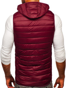 Men's Quilted Hooded Gilet Claret Bolf 13072