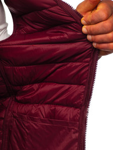 Men's Quilted Hooded Gilet Claret Bolf 13072