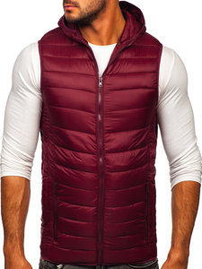 Men's Quilted Hooded Gilet Claret Bolf 13072