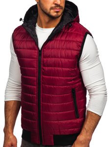 Men's Quilted Hooded Gilet Claret Bolf MY88