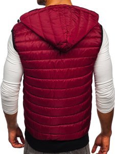 Men's Quilted Hooded Gilet Claret Bolf MY88