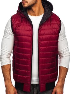 Men's Quilted Hooded Gilet Claret Bolf MY88