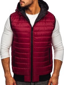 Men's Quilted Hooded Gilet Claret Bolf MY88