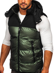 Men's Quilted Hooded Gilet Green Bolf 13079