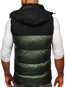 Men's Quilted Hooded Gilet Green Bolf 13079