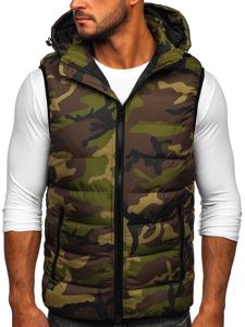 Men's Quilted Hooded Gilet Khaki Bolf 6506