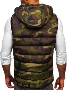 Men's Quilted Hooded Gilet Khaki Bolf 6506