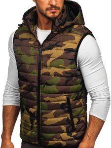 Men's Quilted Hooded Gilet Khaki Bolf 6701