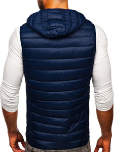 Men's Quilted Hooded Gilet Navy Blue Bolf 13072