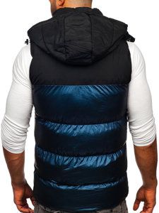 Men's Quilted Hooded Gilet Navy Blue Bolf 13079