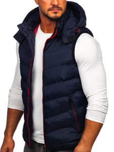 Men's Quilted Hooded Gilet Navy Blue Bolf 6875