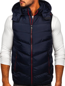 Men's Quilted Hooded Gilet Navy Blue Bolf 6875