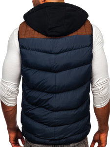 Men's Quilted Hooded Gilet Navy Blue Bolf B5382