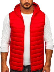 Men's Quilted Hooded Gilet Red Bolf LY36