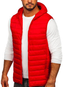 Men's Quilted Hooded Gilet Red Bolf LY36