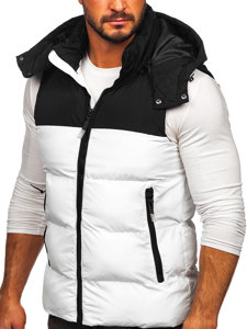 Men's Quilted Hooded Gilet White Bolf 1189