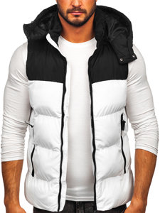 Men's Quilted Hooded Gilet White Bolf 1189